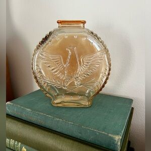 Vintage Iridescent Embossed Eagle Glass Coin Bank